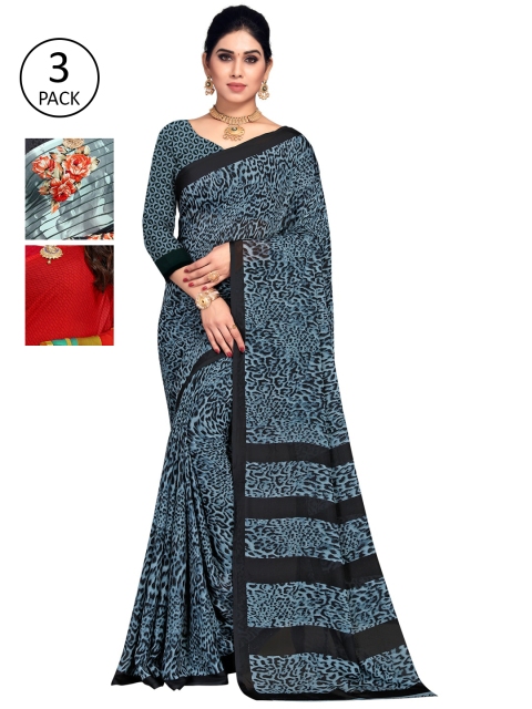 

KALINI Pack Of 3 Poly Georgette Printed Saree, Multi