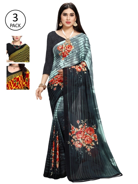 

KALINI Pack Of 3 Printed Saree, Yellow