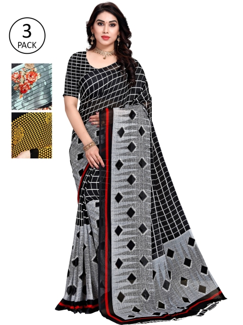 

KALINI Pack Of 3 Printed Saree, Grey