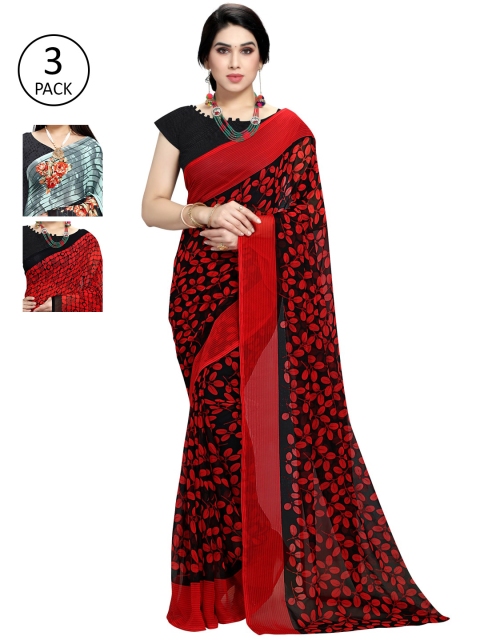 

KALINI Women Pack Of 3 Printed Saree, Grey