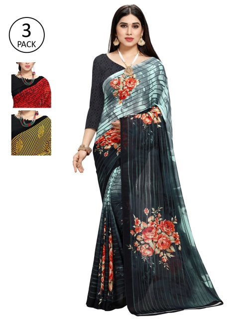 

KALINI Pack Of 3 Printed Saree, Red