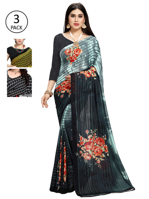 

KALINI Women Pack Of 3 Printed Saree, Grey
