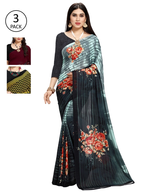 

KALINI Multicoloured Floral Saree, Burgundy