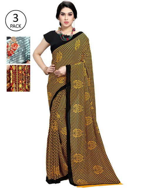 

KALINI Pack Of 3 Printed Saree, Brown
