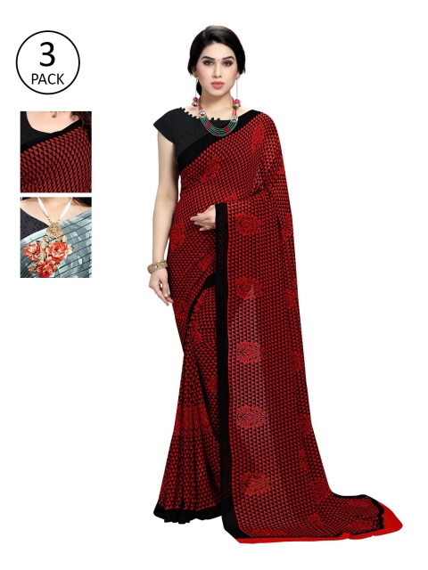 

KALINI Women Pack Of 3 Printed Saree, Grey