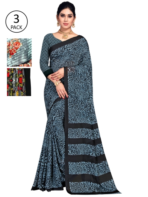 

KALINI Grey & Black Floral Saree