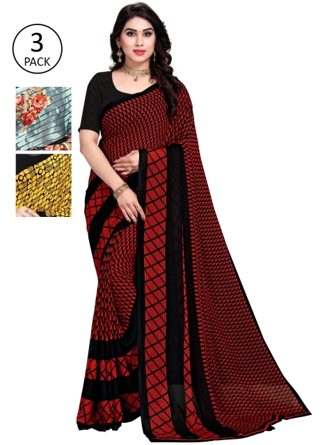 

KALINI Set of 3 Multicolored Printed Sarees, Multi