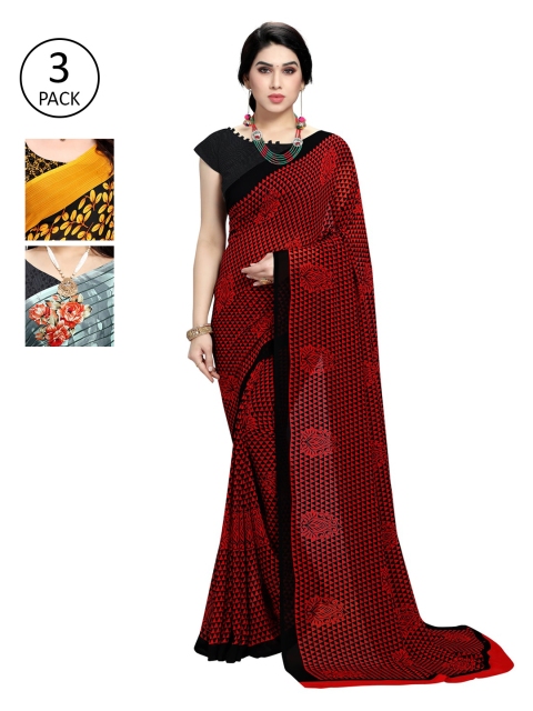 

KALINI Set of 3 Poly Georgette Saree, Multi