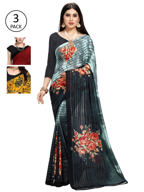 

KALINI Women Pack Of 3 Printed Saree, Grey