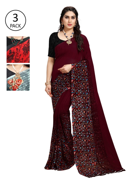 

KALINI Woman Pack of 3 Floral Saree, Grey