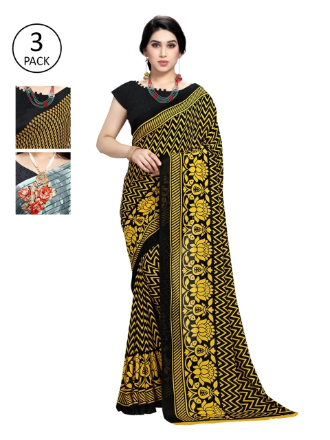 

KALINI Women Pack Of 3 Printed Saree, Grey