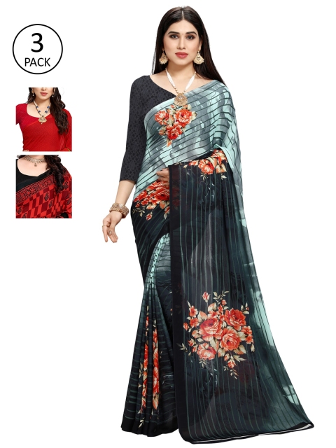 

KALINI Pack of 3 Printed Sarees, Multi