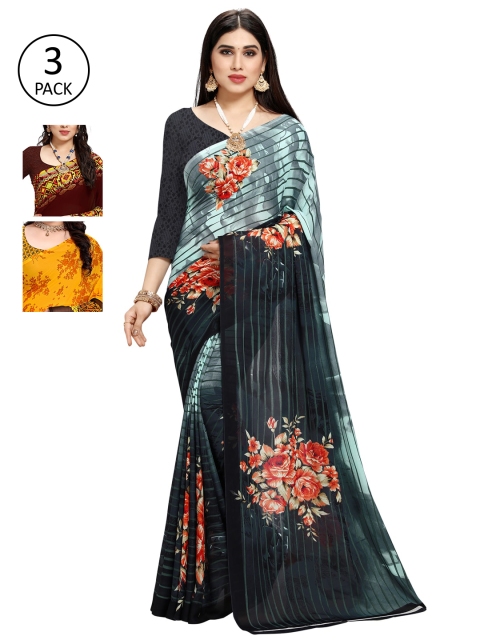 

KALINI Women Pack Of 3 Poly Georgette Printed Sarees, Multi