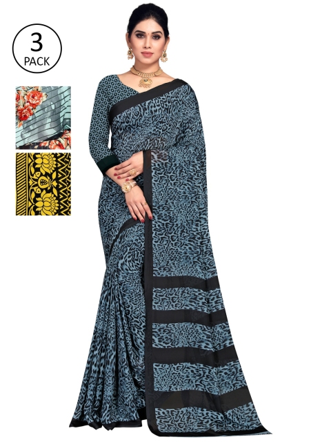 

KALINI Women Pack Of 3 Printed Saree, Grey