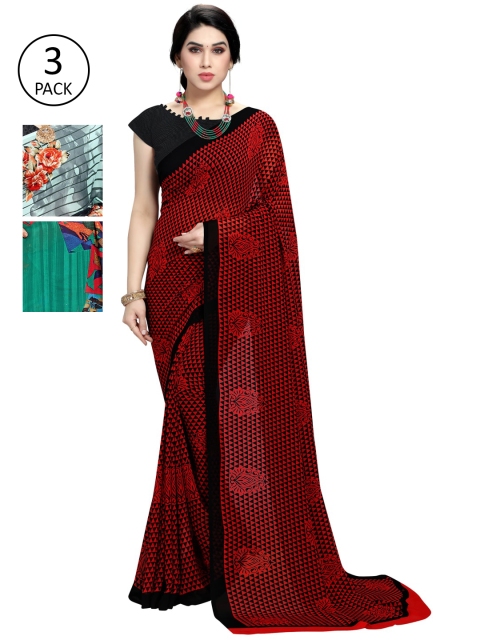 

KALINI Pack Of 3 Printed Saree, Green