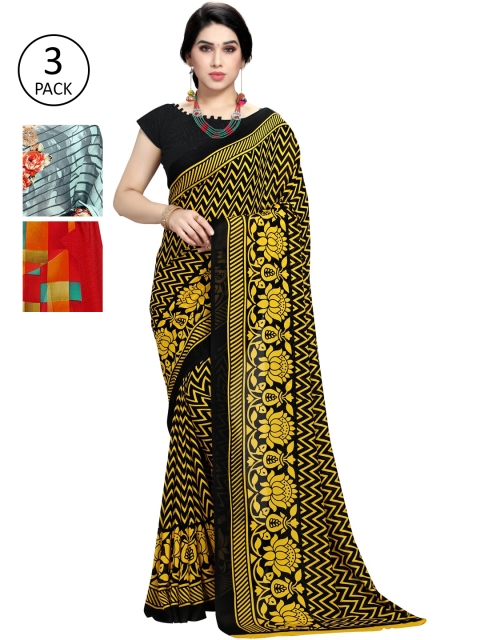 

KALINI Pack Of 3 Printed Saree, Red