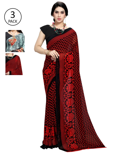 

KALINI Set of 3 Multicoloured Printed Sarees, Multi