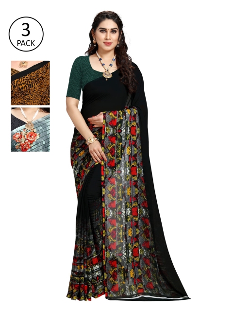 

KALINI Pack of 3 Printed Sarees, Multi