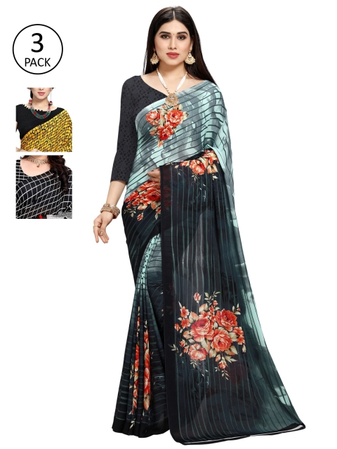

KALINI Pack Of 3 Printed Saree, Yellow