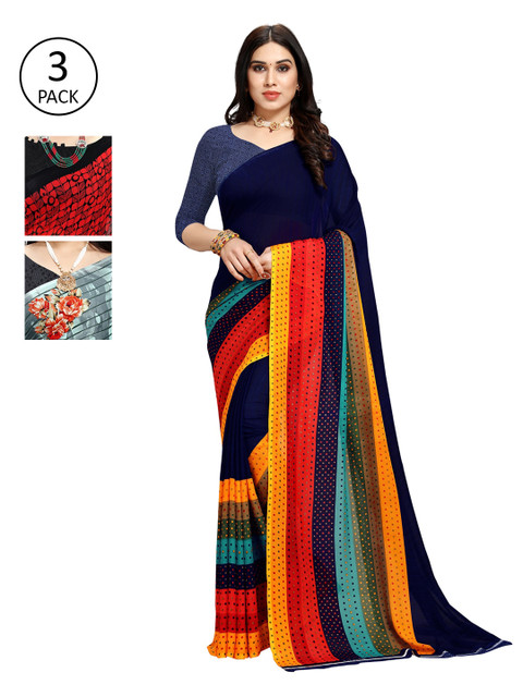 

KALINI Pack Of 3 Multicoloured Printed Sarees, Multi