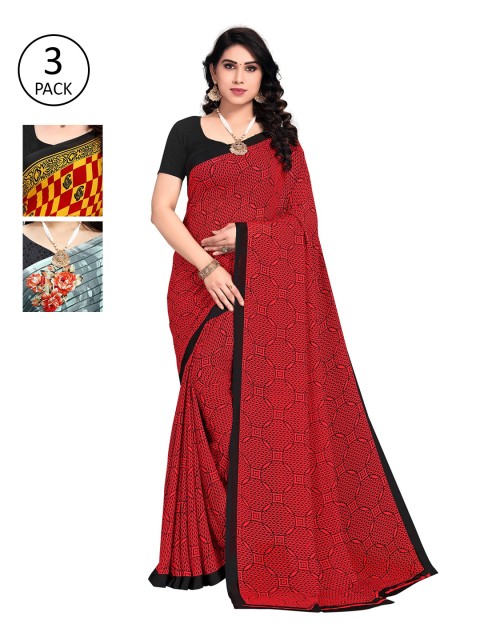 

KALINI Set of 3 Multicoloured Printed Sarees, Multi