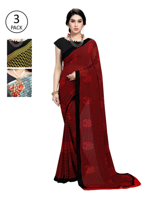 

KALINI Pack Of 3 Printed Saree, Grey
