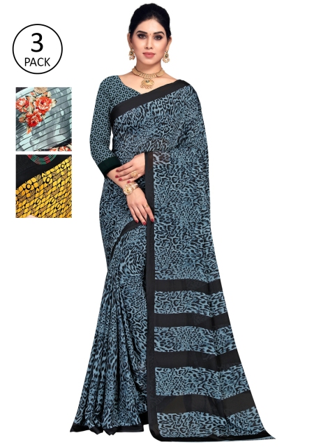

KALINI Women Pack Of 3 Printed Saree, Black