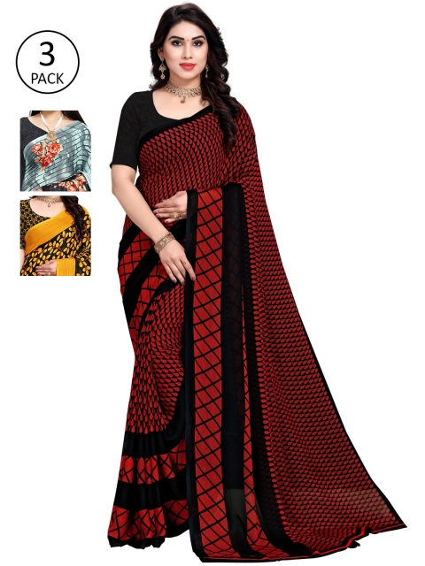 

KALINI Women Pack Of 3 Printed Saree, Yellow