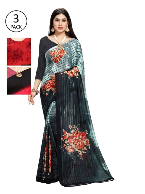 

KALINI Pack Of 3 Printed Saree, Red