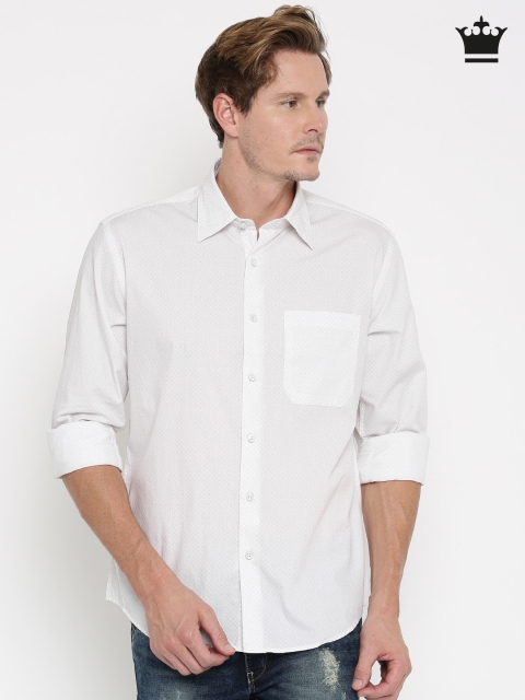 

Louis Philippe White Printed Tailored Fit Casual Shirt