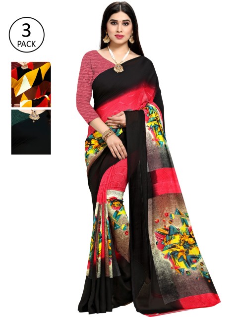 

KALINI Pack Of 3 Printed Saree, Pink
