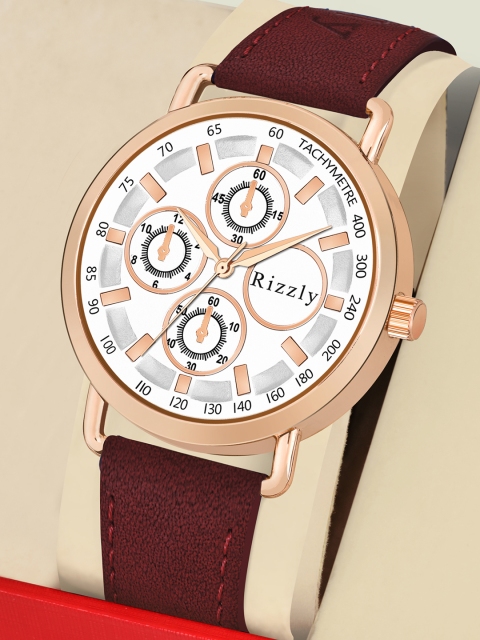 

Rizzly Men White & Maroon Textured Straps Analogue Watch RZ-227000