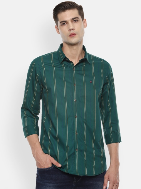 

Louis Philippe Sport Men Green Slim Fit Multi Striped Pure Cotton Casual Shirt