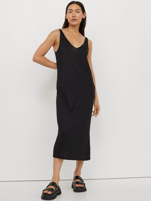 

H&M Women Black Solid Sleeveless Jersey Dress