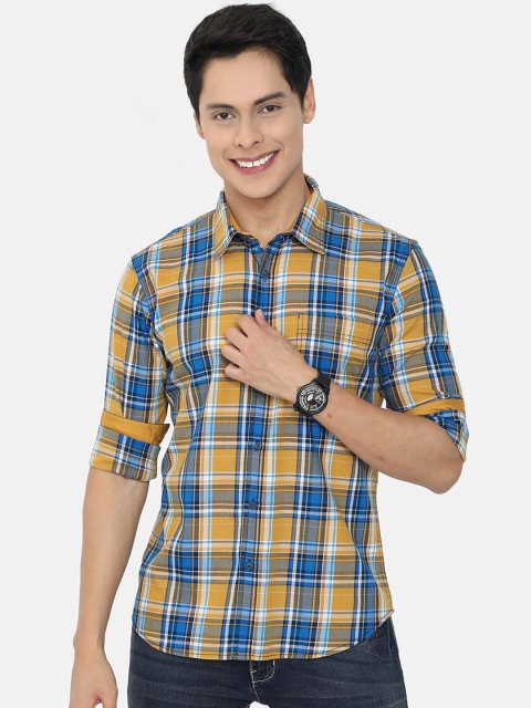 

HERE&NOW Men Blue & Multicolor Tartan Checks Checked Slim Fit Cotton Shirt