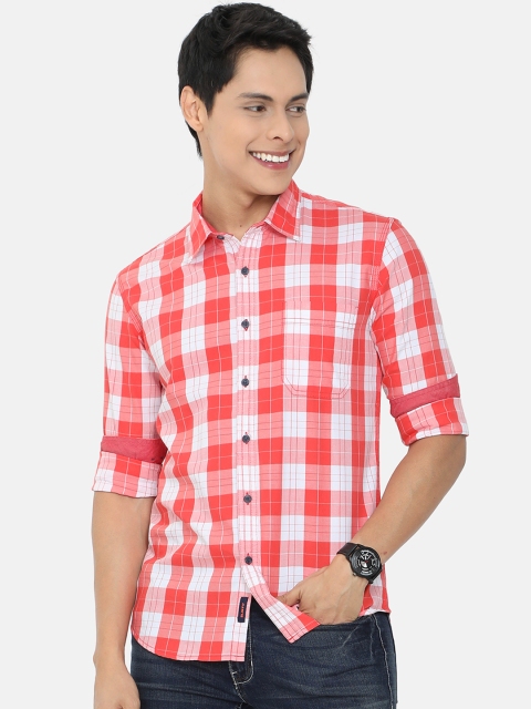 

HERE&NOW Men Red Slim Fit Gingham Checks Opaque Checked Casual Shirt