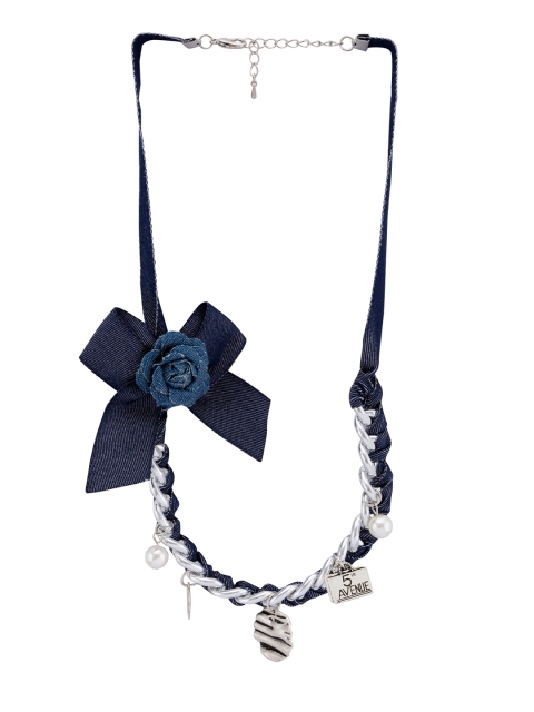 

Globus Blue & Silver-Toned Denim Pearl Necklace