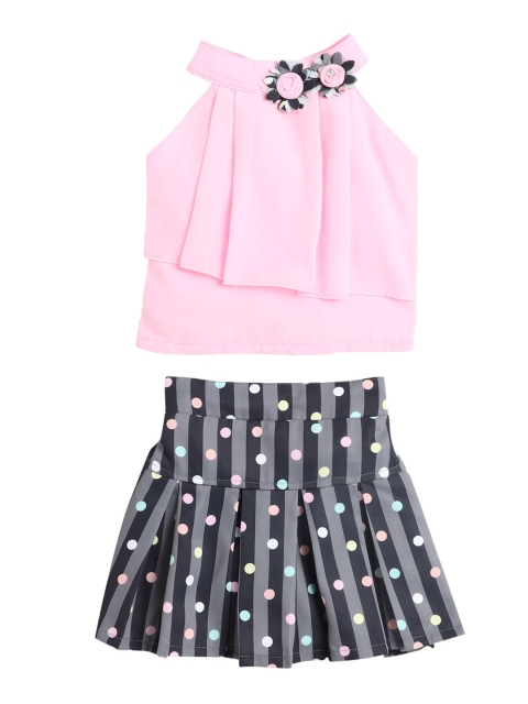 

The Magic Wand Girls Pink & Charcoal Grey Top with Skirt