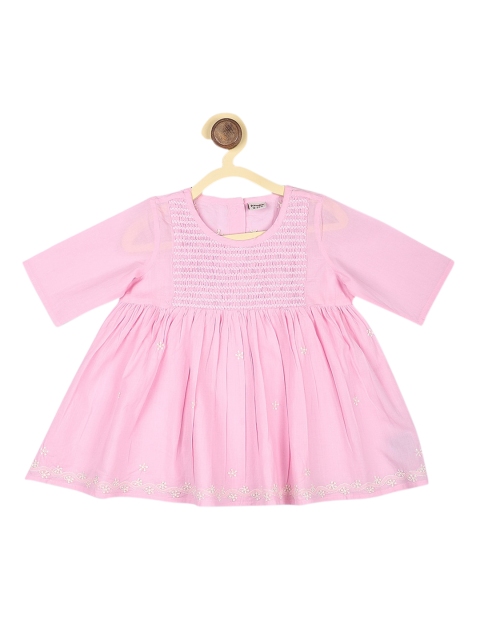 

Fabindia Girls Pink Embroidered A-Line Dress