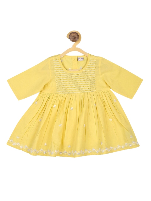 

Fabindia Yellow Embroidered Dress