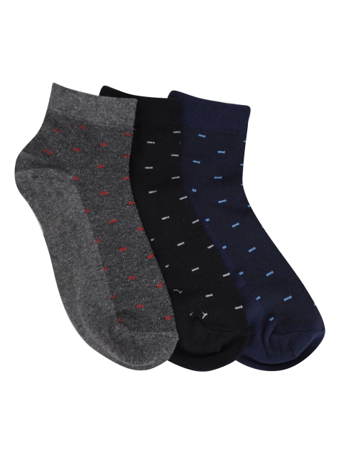 

FabSeasons Unisex Pack Of 3 Patterned Ankle-Length Socks, Grey