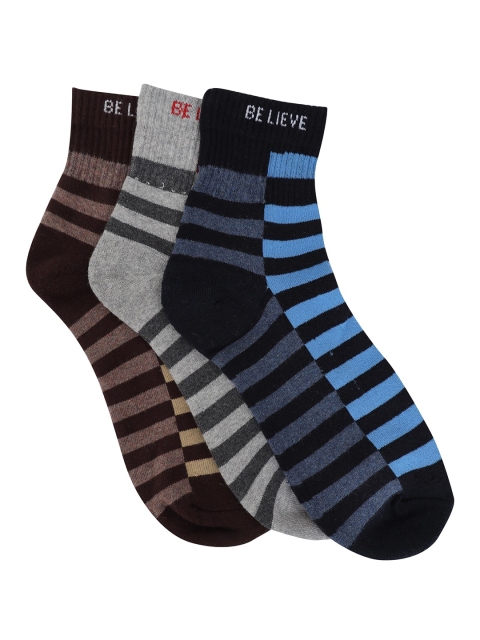 

FabSeasons Unisex Pack Of 3 Striped Ankle-Length Socks, Blue