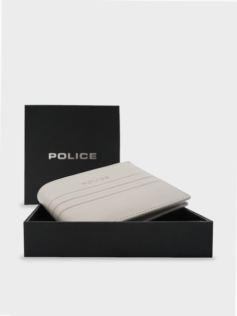 

Police Men Grey Striped Textured Leather Two Fold Wallet