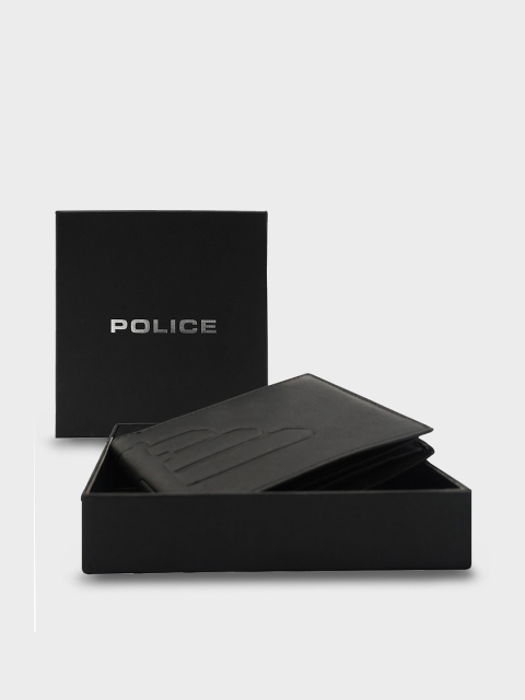 

Police Men Black Textured Leather Two Fold Wallet