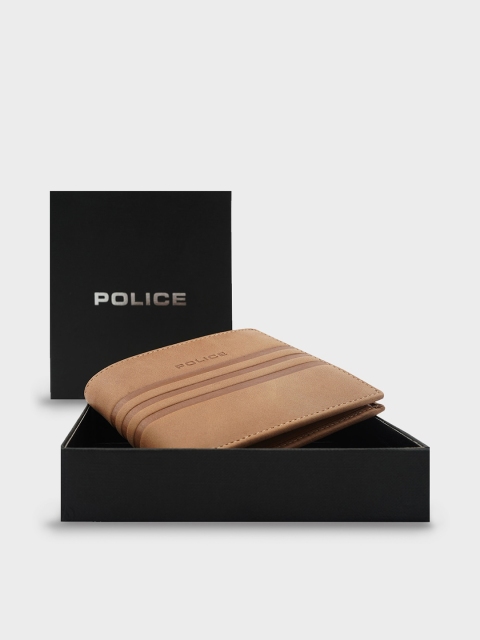 

Police Men Beige & Brown Striped Leather Two Fold Wallet