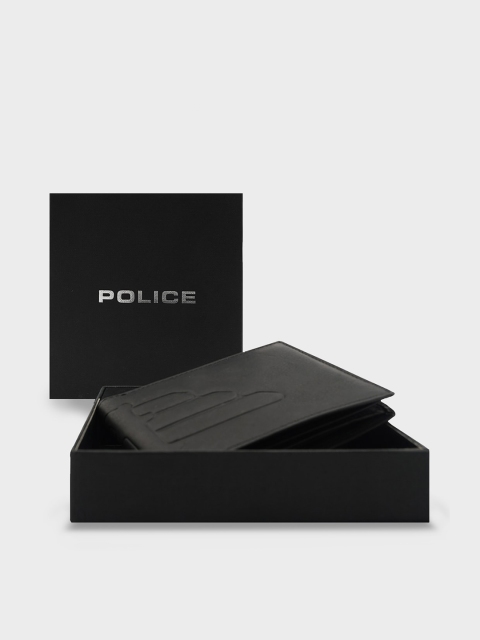 

Police Men Black Solid Leather Two Fold Wallet