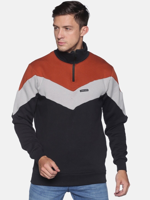 

Campus Sutra Men Multicoloured Colourblocked Cotton Pullover Sweatshirt, Multi