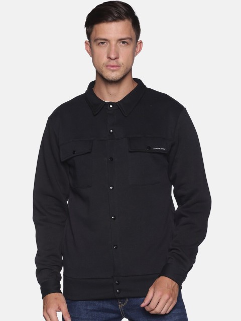 

Campus Sutra Men Black Pure Cotton Casual Sweatshirt