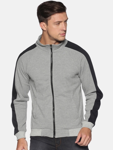 

Campus Sutra Men Grey & Black Colorblocked Casual Sweatshirt