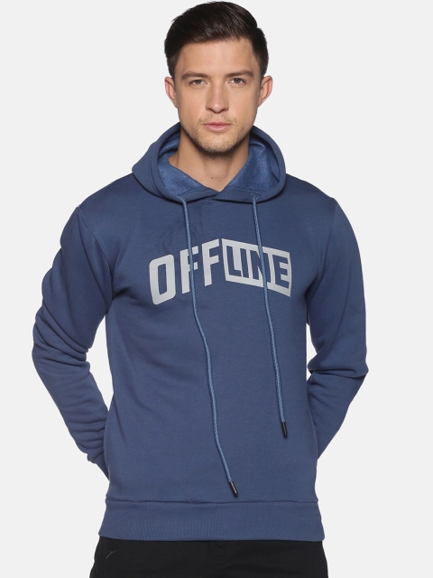 

Campus Sutra Men Blue Printed hooded Sweatshirt